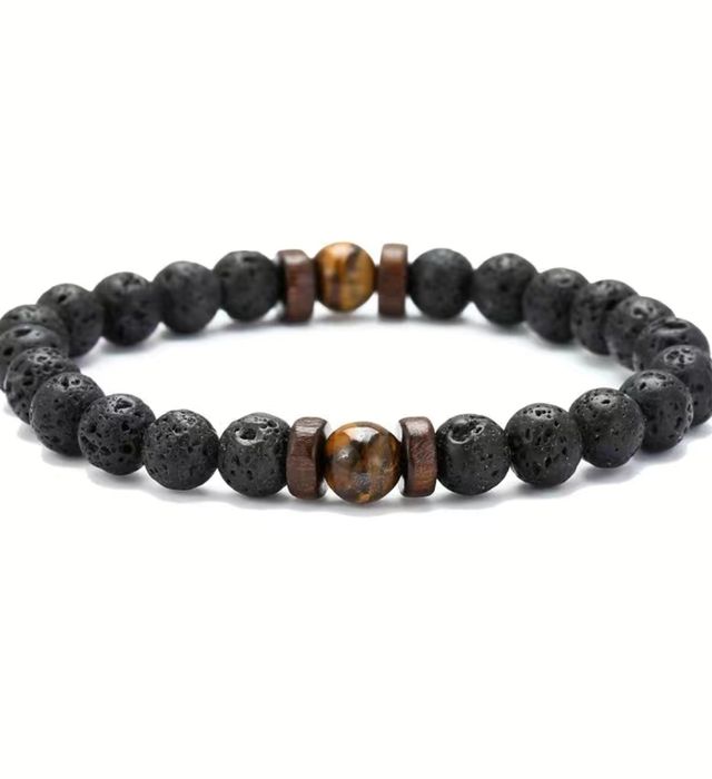 Braccialetto uomo in pietra vulcanica