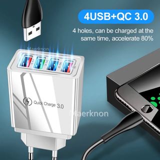 Cargador 3.1A Rapido, 4 Puerto USB