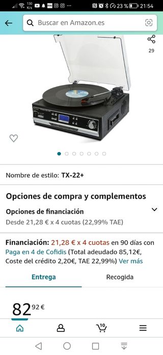 Technaxx Bluetooth 2.0 Tocadiscos de Vinilo y Conv