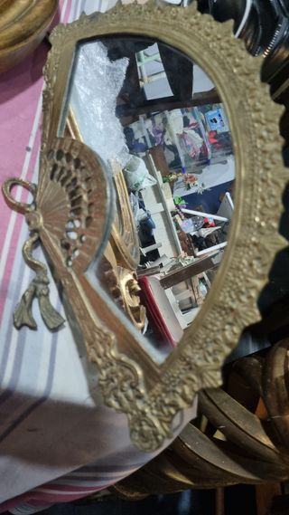 Espejo vintage abanico de bronce 