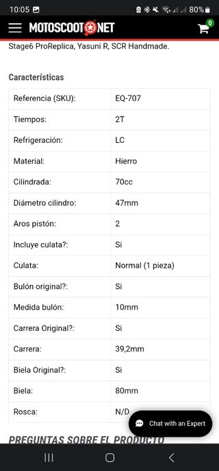 Cilindro 70cc barikit hierro minarelli horizon