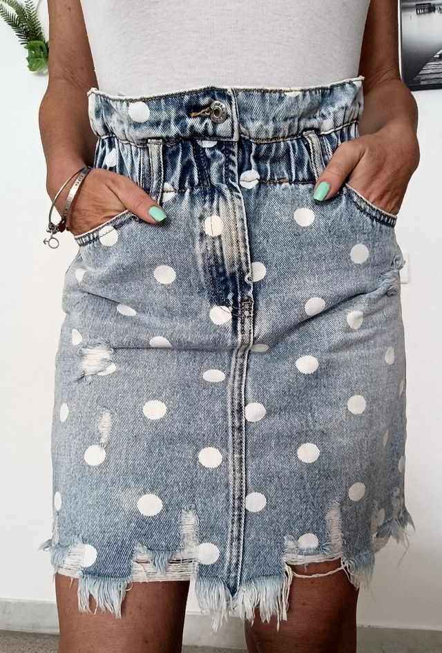 Gonna a pois in jeans