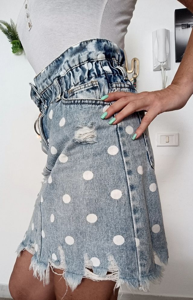 Gonna a pois in jeans