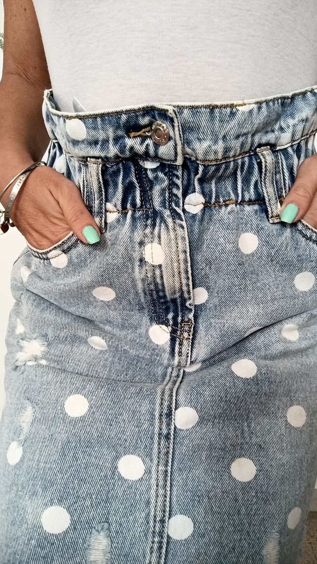 Gonna a pois in jeans
