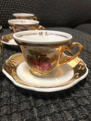 Juego porcelana oro de té completo
