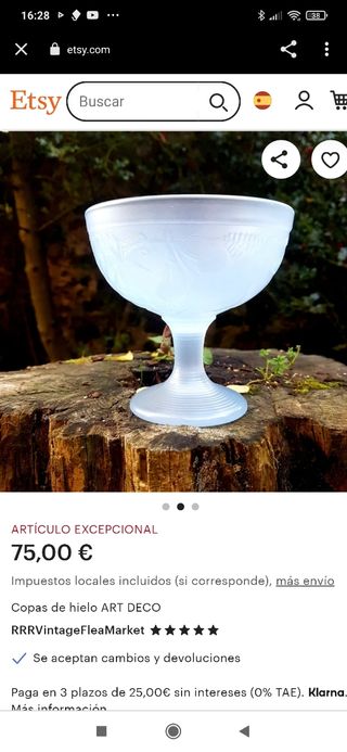Copas Helado Azul ART DECÓ VINTAGE 