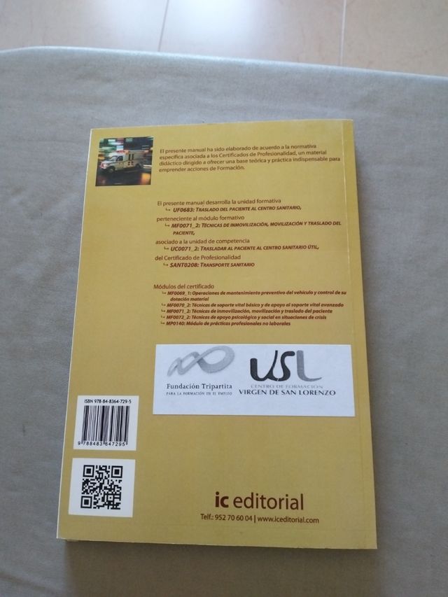 Traslado del paciente a centro sanitario