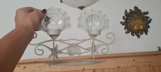 Porta candele con maxi conciglie in vetro