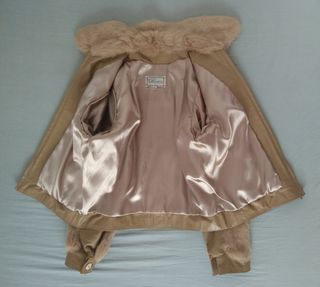 Chaqueta bomber de pelo de conejo y napa camel