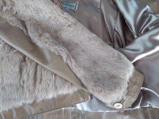 Chaqueta bomber de pelo de conejo y napa camel