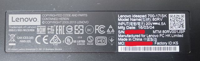 Carcasa inferior Lenovo Ideapad 700-17ISK