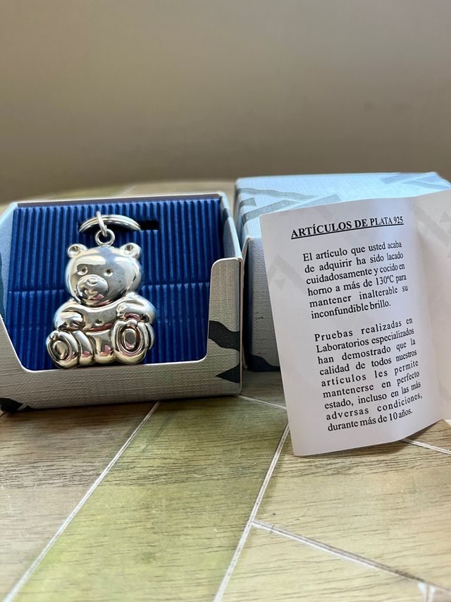 Llavero osito de plata de ley. Nuevo