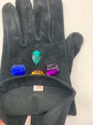 Guantes negros talla 7,5 de ante con aplicaciones