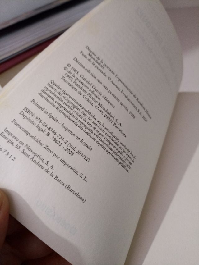 Libro El amor en los tiempos del Colera