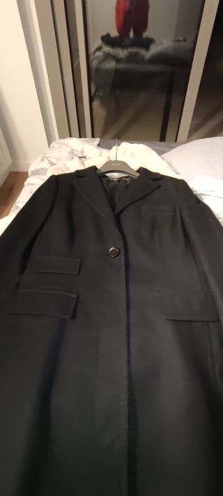 Abrigo largo negro lana y cashmere.