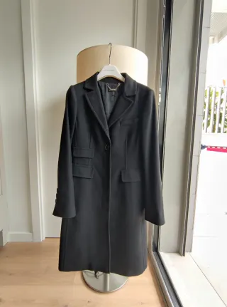 Abrigo largo negro lana y cashmere.