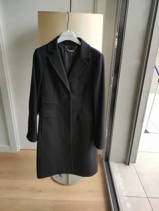 Abrigo largo negro lana y cashmere.