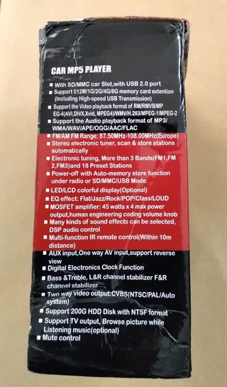 Autorrádio MP5 1 din