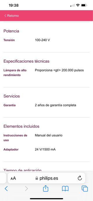 Depiladora Lase PHILIPS LUMEA