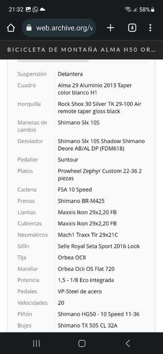 Bicicleta mtb orbea alma h50