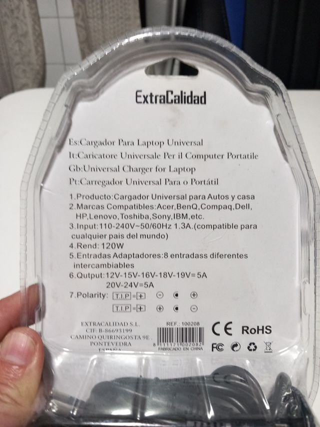 CARGADOR UNIVERSAL ORDENADOR 120W o 90W