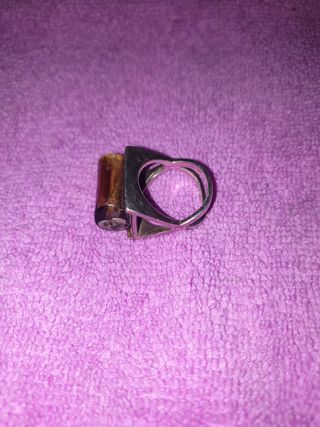 Anillo en plata 925 y ámbar vintage