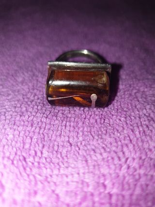 Anillo en plata 925 y ámbar vintage