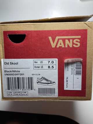 Vans old skool negras y blancas talla 39