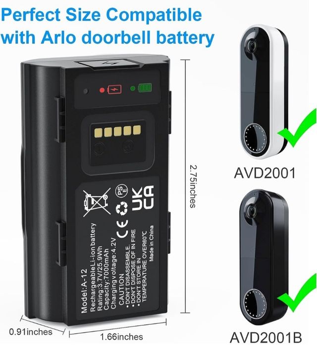 Batería recargable 7000mAh para videoportero.