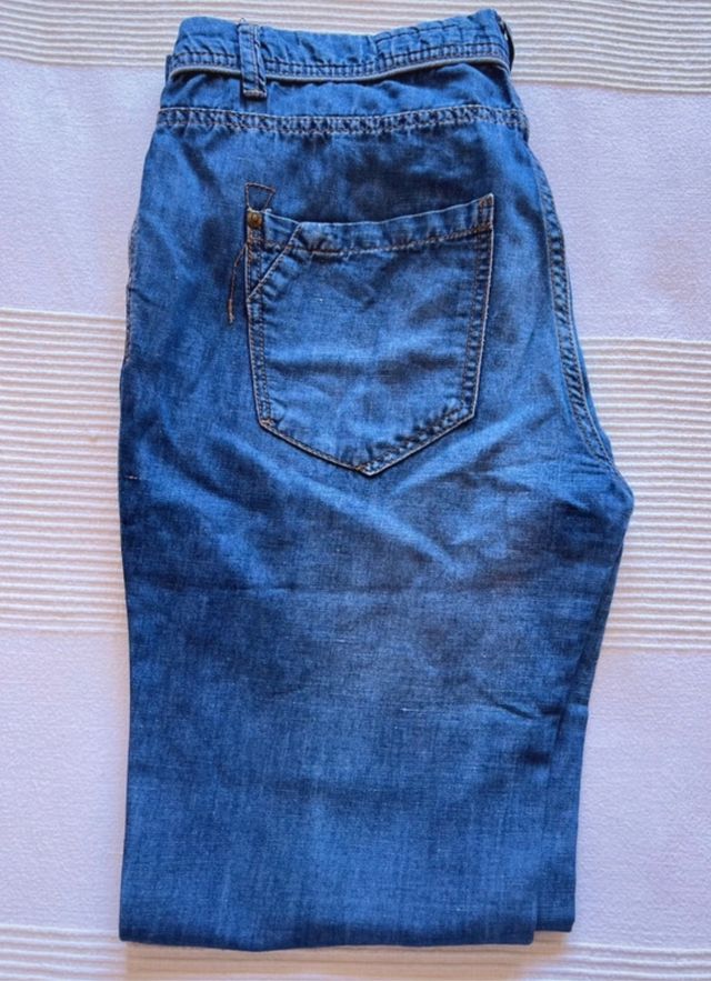 Pantalón vaquero jeans  tela verano azul
