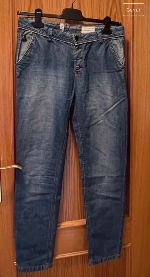 Pantalón vaquero jeans  tela verano azul