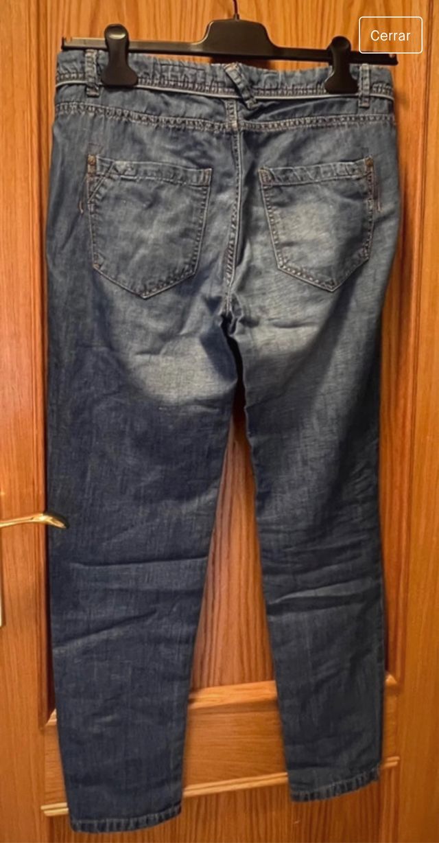 Pantalón vaquero jeans  tela verano azul