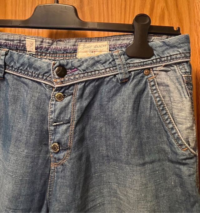 Pantalón vaquero jeans  tela verano azul