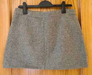 Mini falda lana gris y azul con forro NUEVA