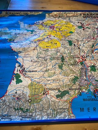Mapa vintage Francia/Paris grande