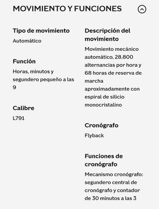 Reloj Longines Spirit Cronógrafo automático.