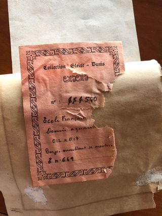 Cuadro antiguo en acuarela y lápiz.