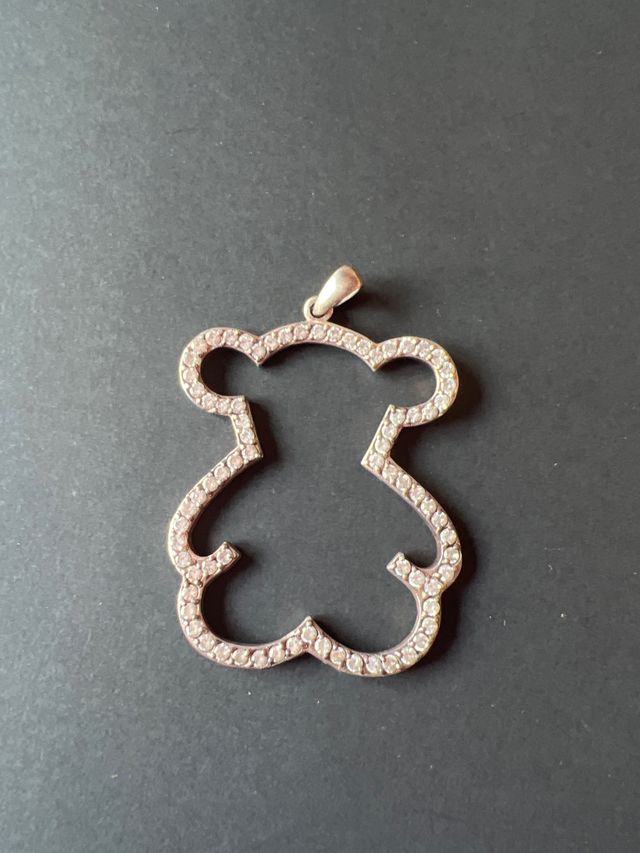 colgante de osito de tous de plata con circonitas
