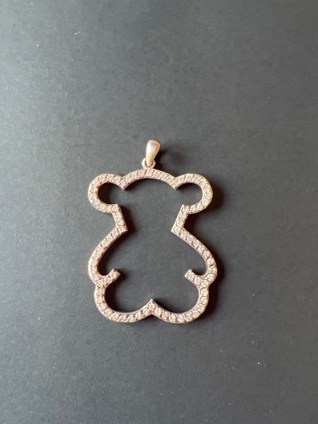 colgante de osito de tous de plata con circonitas