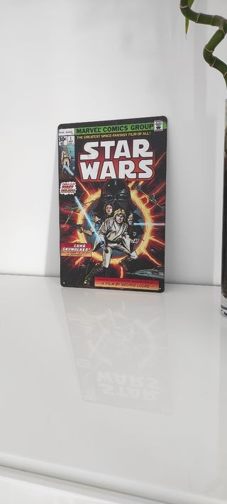 Placa decorativa  vintage portada comic Star wars