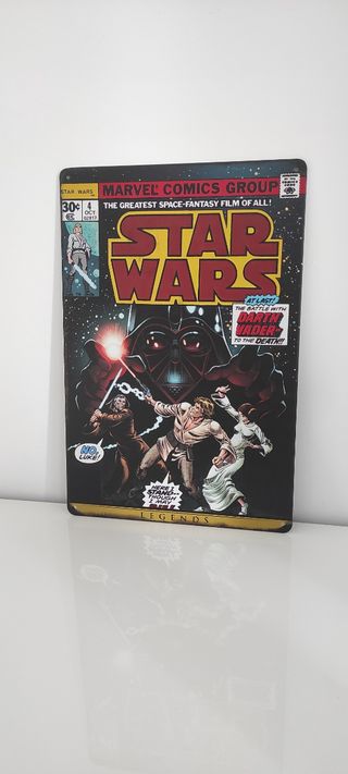 Cartel decoración de metal portada cómic Star wars
