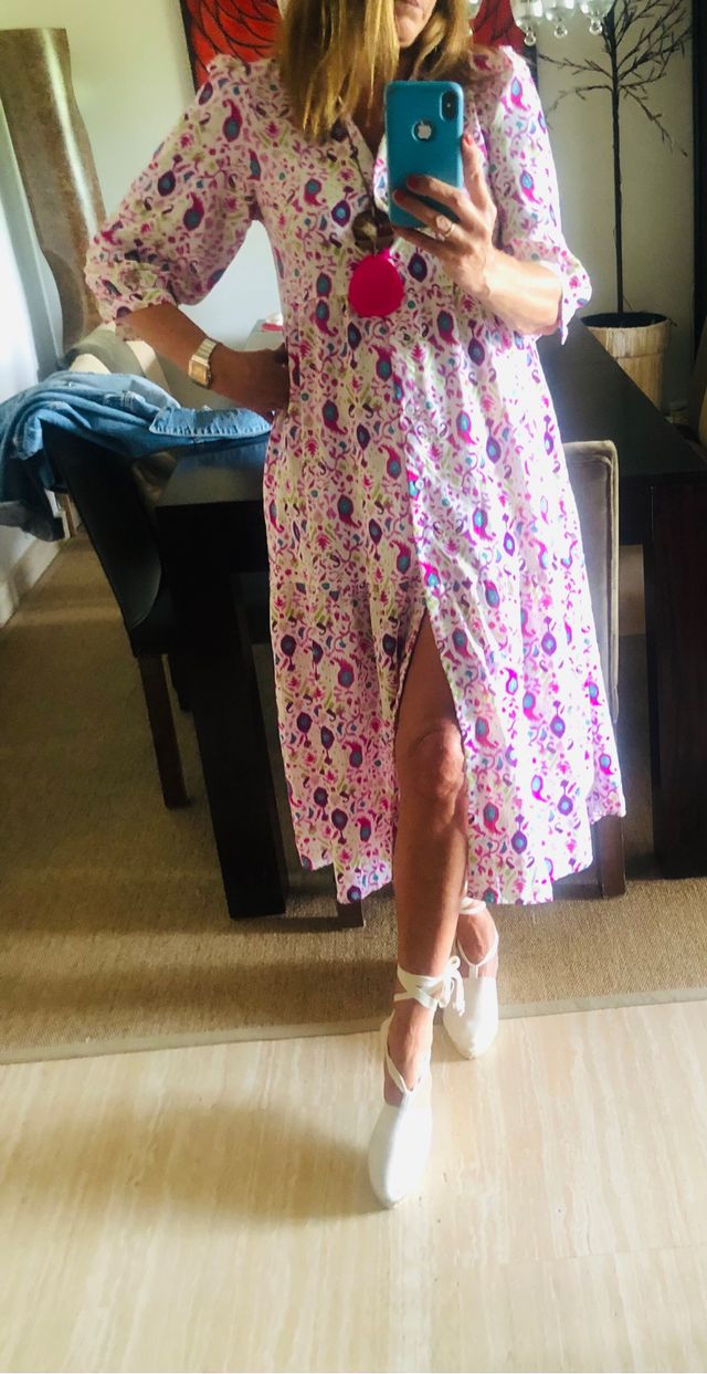 vestido midi estampado boho