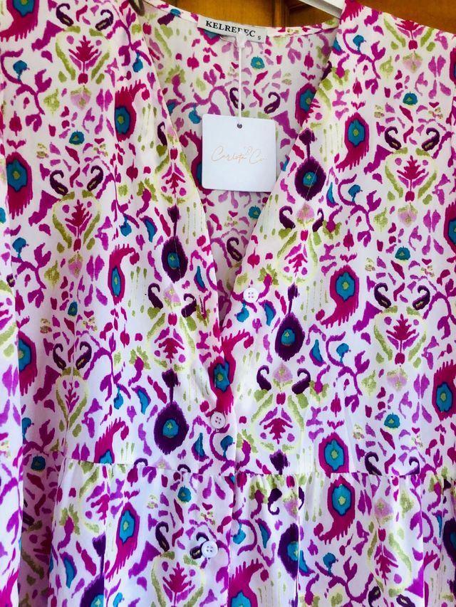 vestido midi estampado boho