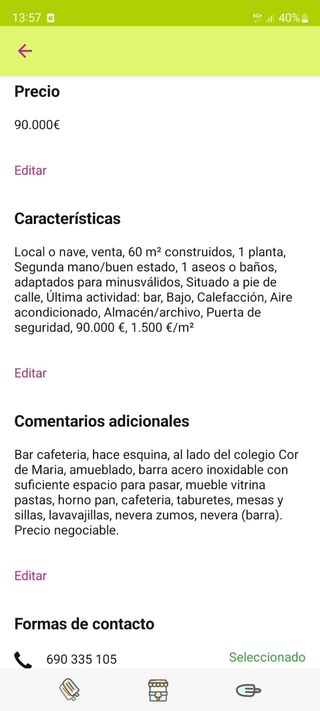 Bar Cafetería - Local en venta