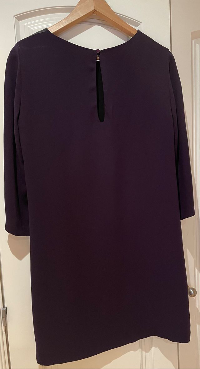 Vestido morado Zara con detalle piel TM