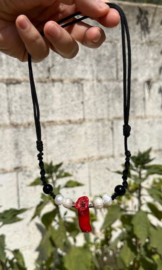 collar con coral y perlas naturales