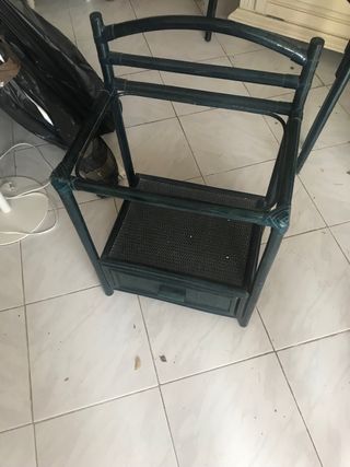 Cabezales de cama ratán azul oscuro