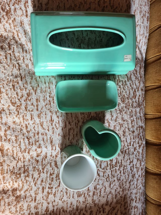 set accessori da bagno verde porcellana