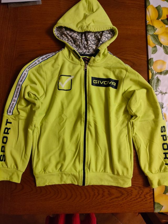 Felpa bambino cotone Givova nero e giallo fluo