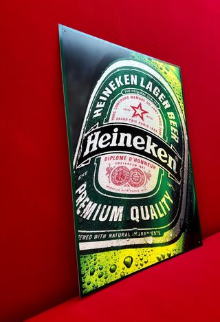 CERVEZA HEINEKEN / CUADRO / ALUMINIO / AÑOS 90